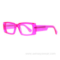 Vintage Design Rectangle Bevel Acetate Frame Optical Glasses